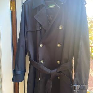 Heavy weight, full length belted overcoat